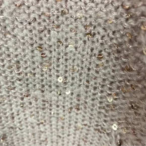 NYDJ Sequin Oversized Ntral Sweater XS Cream Pink Cameo - Picture 10 of 13